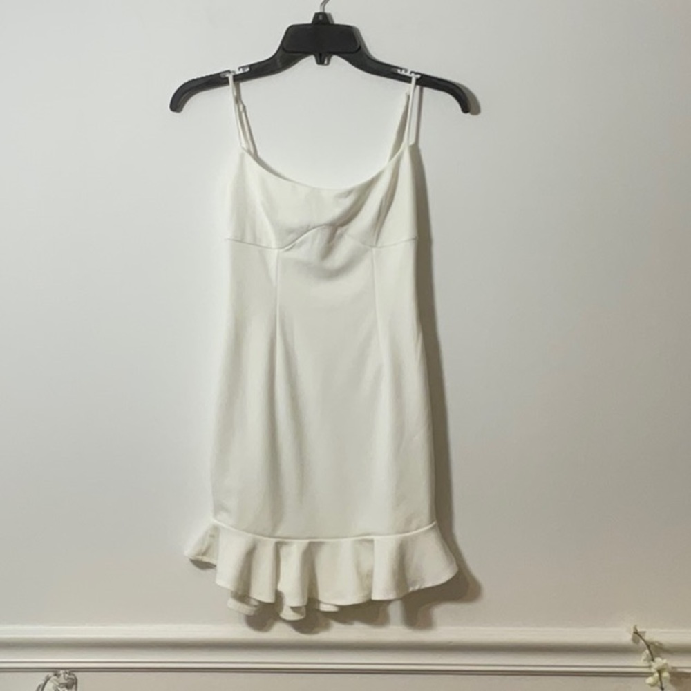 Selfie Leslie Cream Dress with Ruffle Hem